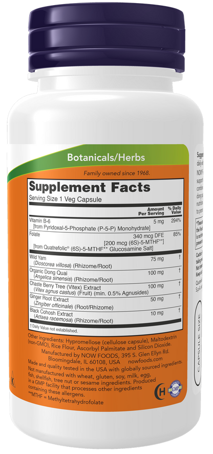 NOW Supplements, Female Balance™ w/ Wild Yam, Vitex, Dong Quai, 90 Veg Caps