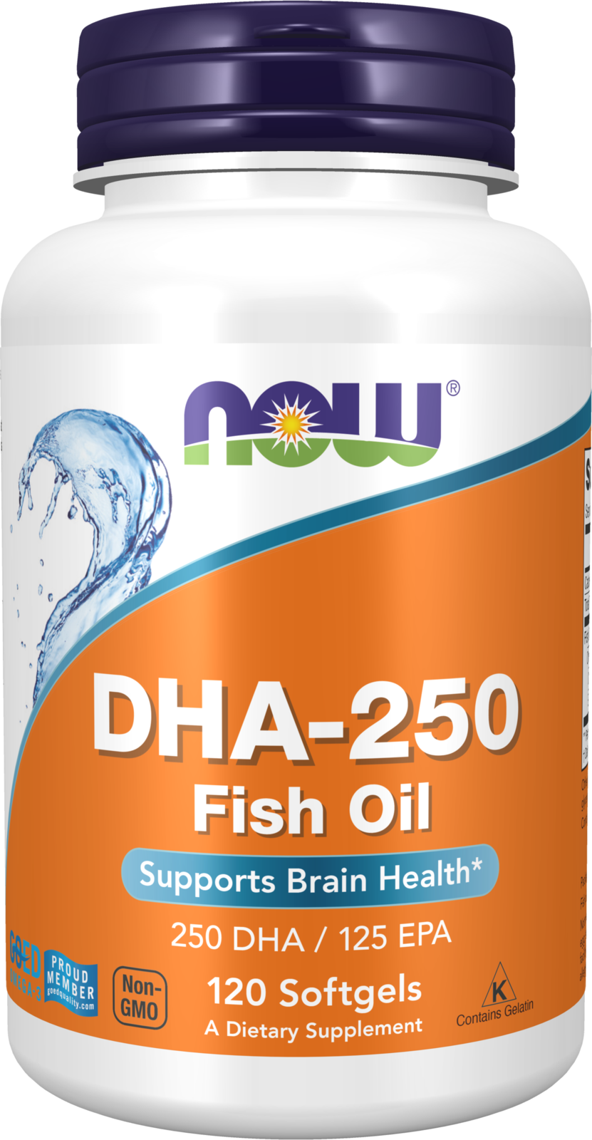 NOW Supplements, DHA-250 with 125 EPA, Molecularly Distilled, 120 Softgels