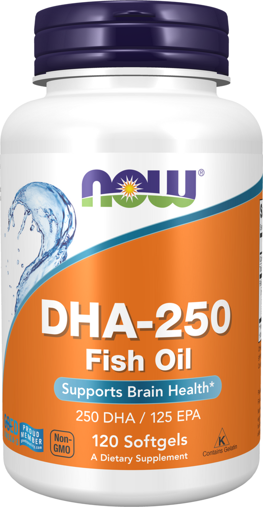 NOW Supplements, DHA-250 with 125 EPA, Molecularly Distilled, 120 Softgels