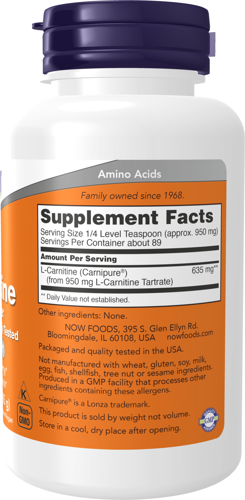 NOW Supplements, L-Carnitine Pure Powder, Amino Acid, 3-oz