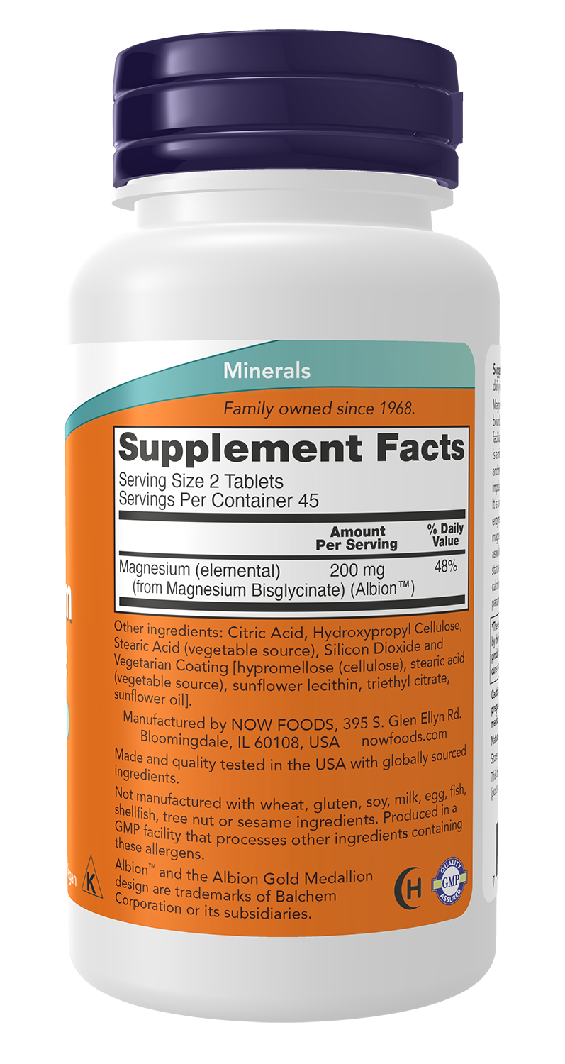 NOW Supplements, Magnesium Glycinate, Highly Absorbable Form, 90 Tablets