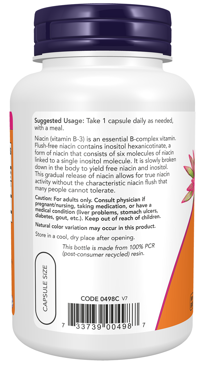 NOW Supplements, Niacin (Vitamin B-3) 500 mg, Flush-Free, 90 Veg Caps