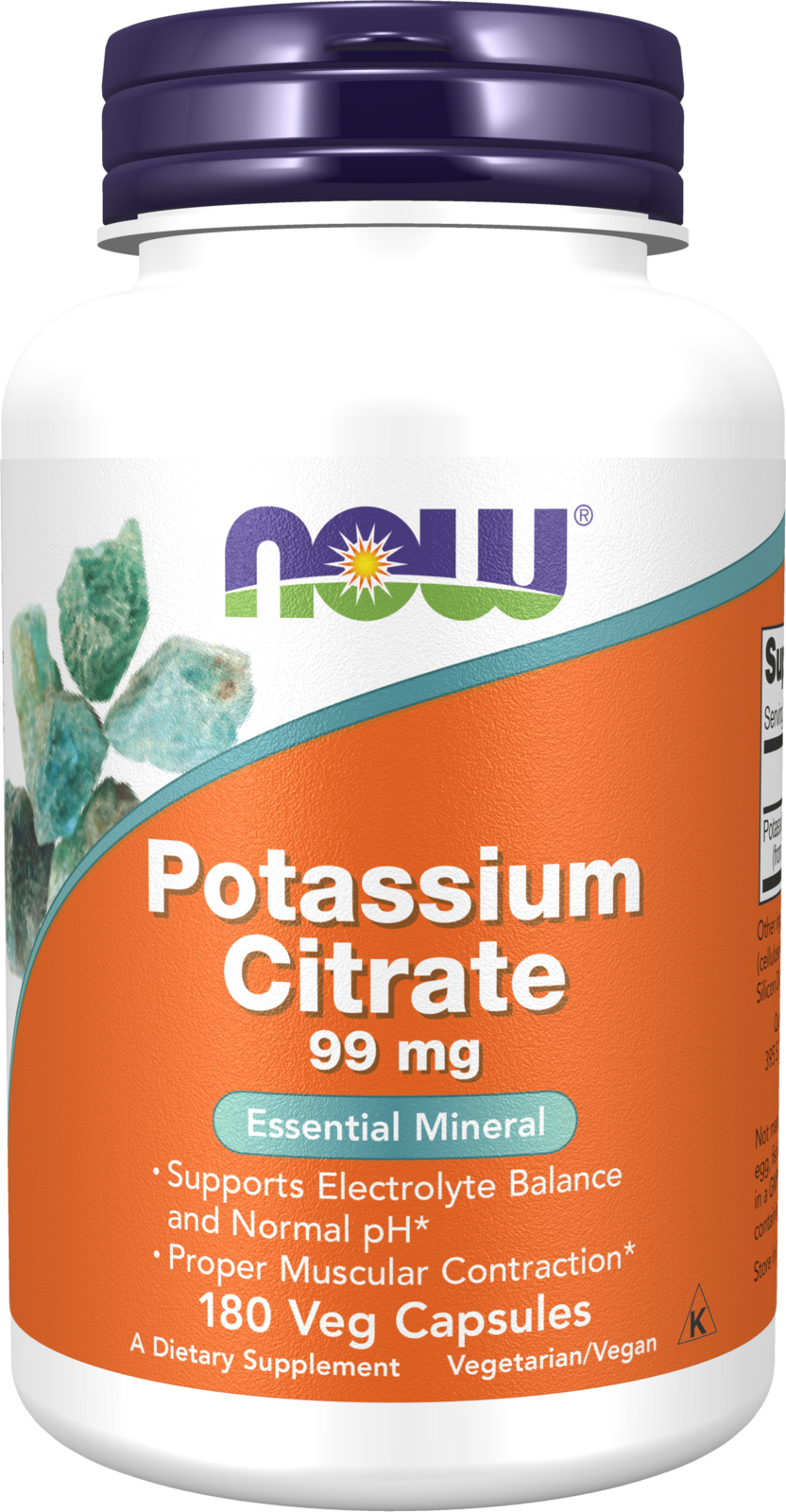 NOW Supplements, Potassium Citrate 99 mg, Essential Mineral, 180 Veg Caps