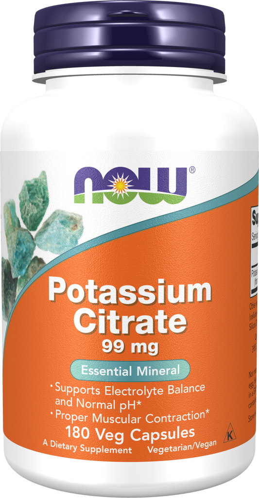 NOW Supplements, Potassium Citrate 99 mg, Essential Mineral, 180 Veg Caps