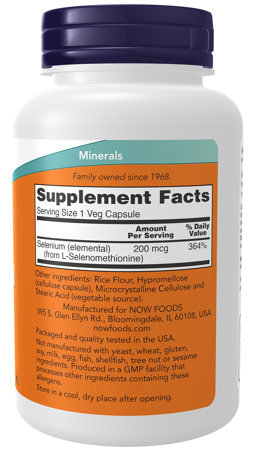 NOW Supplements, Selenium 200 mcg, Essential Mineral, 180 Veg Caps