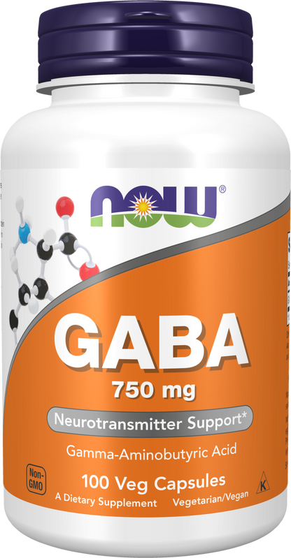 NOW Supplements, GABA 750mg, Cognitive Support*, 100 Veg Caps