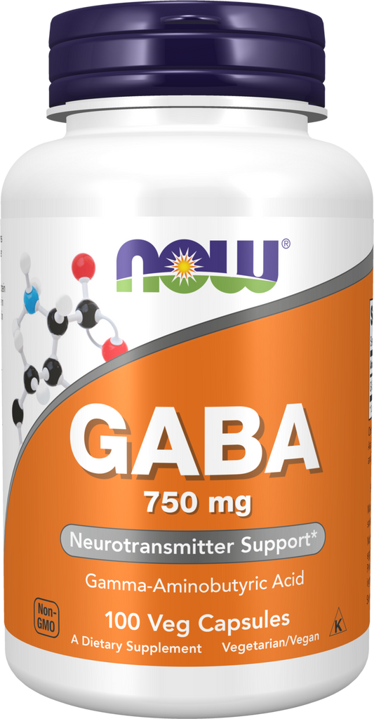 NOW Supplements, GABA 750mg, Cognitive Support*, 100 Veg Caps