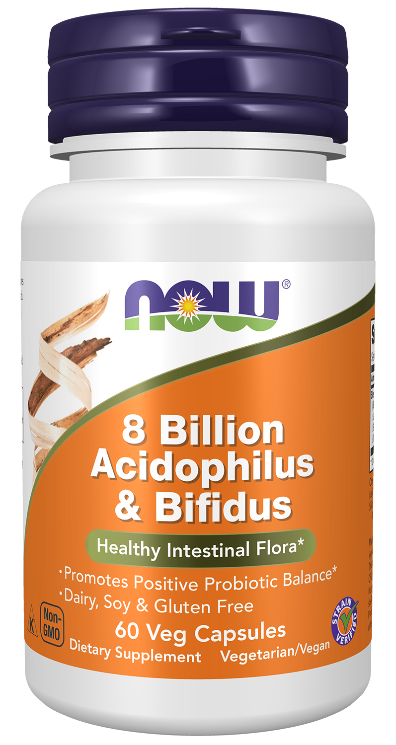 NOW Supplements, 8 Billion Acidophilus & Bifidus, Probiotic, 60 Veg Caps