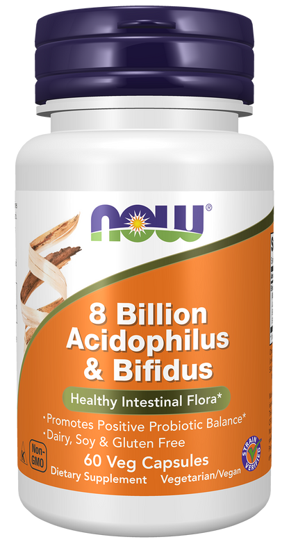 NOW Supplements, 8 Billion Acidophilus & Bifidus, Probiotic, 60 Veg Caps