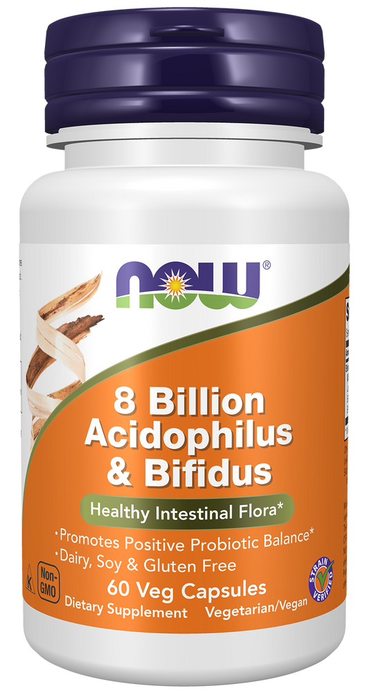 NOW Supplements, 8 Billion Acidophilus & Bifidus, Probiotic, 60 Veg Caps