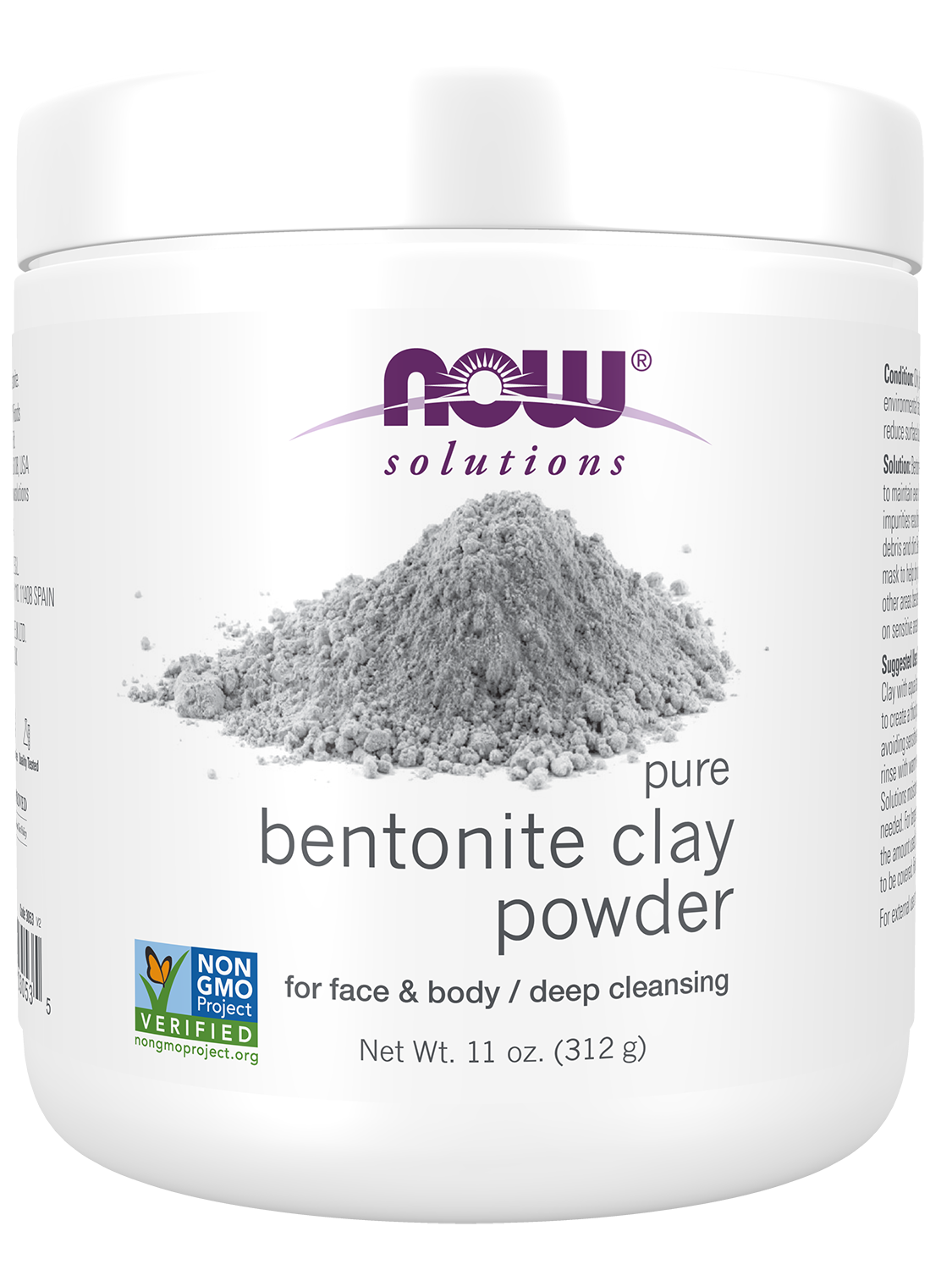 NOW Solutions, Bentonite Clay Powder, Great for Oily Problem Skin, 11 oz