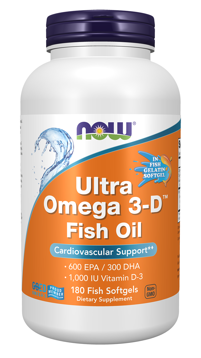 NOW Supplements, Ultra Omega 3-D™, Omega-3 Fish Oil, 180 Softgels