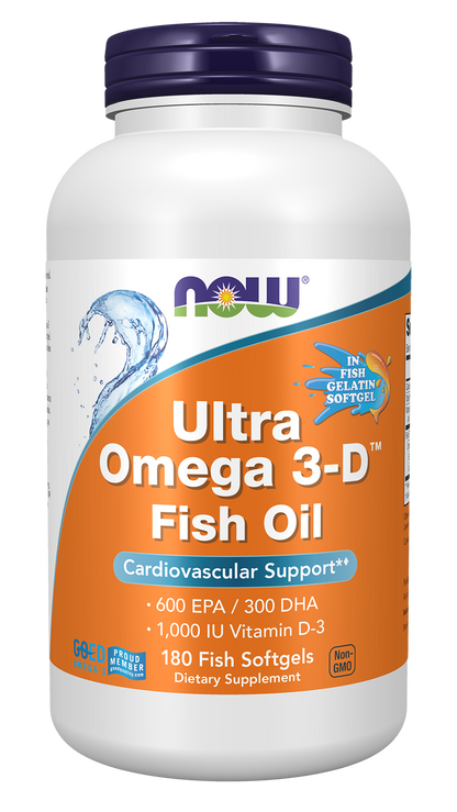 NOW Supplements, Ultra Omega 3-D™, Omega-3 Fish Oil, 180 Softgels