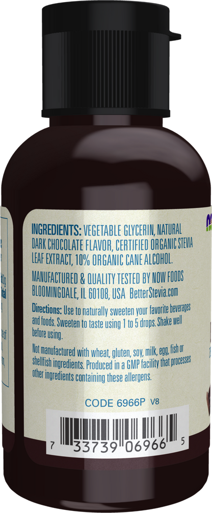 NOW BetterStevia® Dark Chocolate Zero-Calorie Liquid Sweetener, 2 fl. oz.