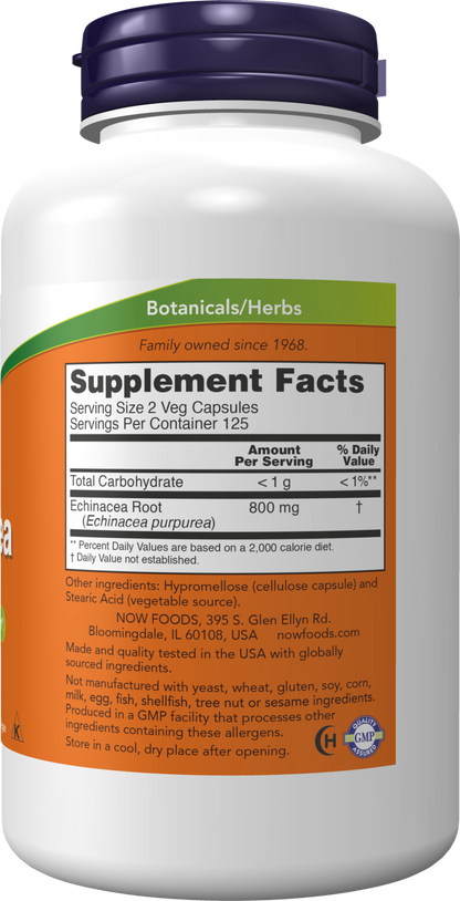 NOW Supplements, Echinacea 400 mg, Immune System Support*, 250 Veg Caps