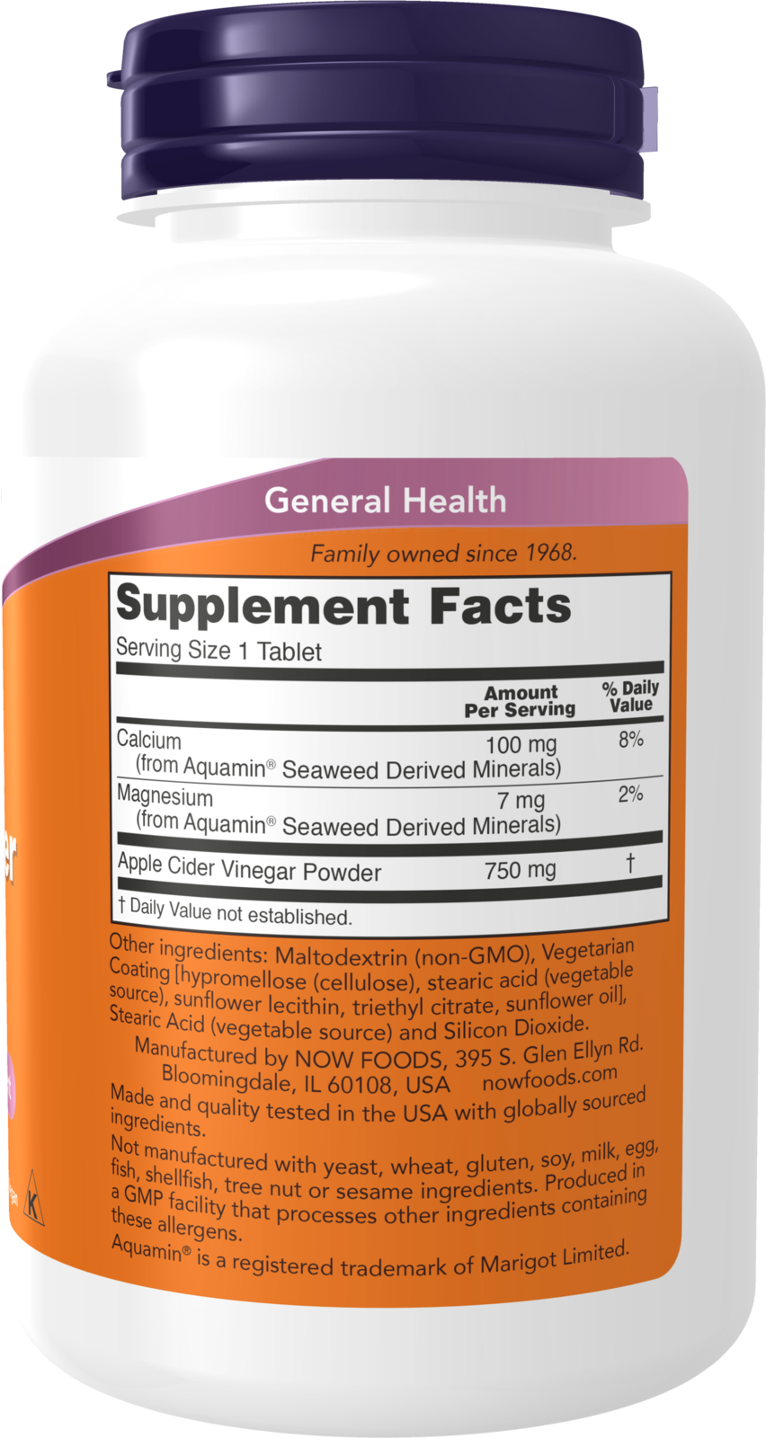 NOW Supplements, Apple Cider Vinegar 750 mg, Extra Strength, 180 Tabs