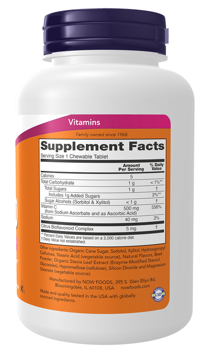 NOW Supplements, Vitamin C-500, Cherry Flavor, 100 Chewable Lozenges