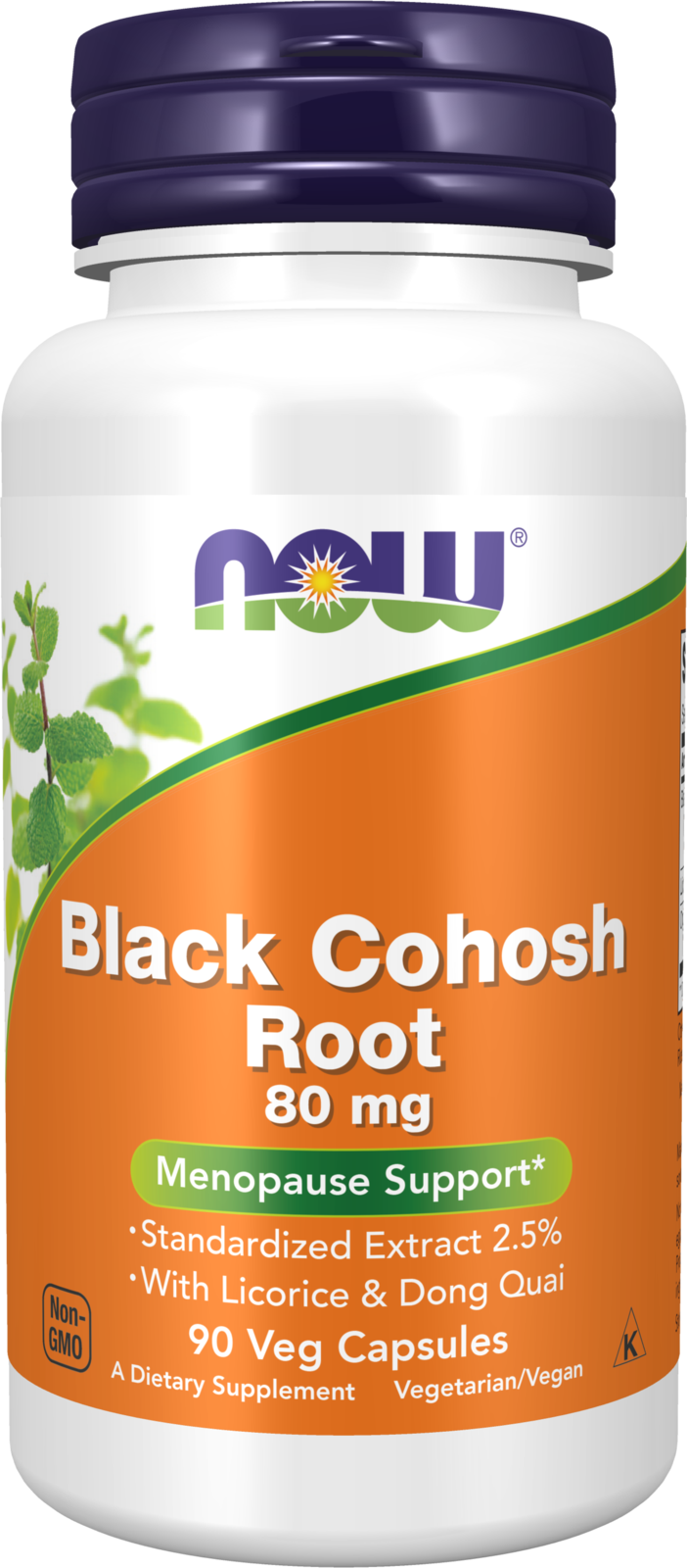 NOW Supplements, Black Cohosh Root 80 mg, Licorice & Dong Quai, 90 Veg Caps