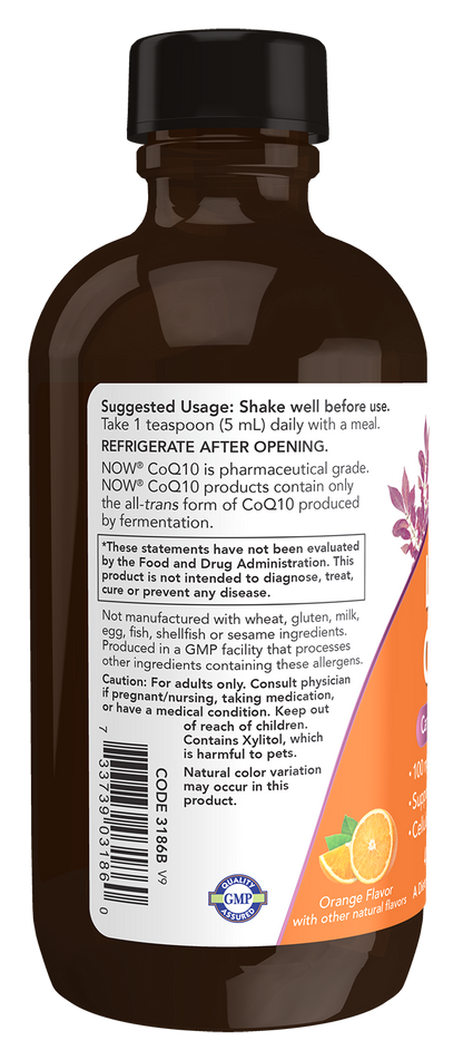 NOW Supplements, CoQ10 Liquid, 100 mg per Teaspoon, 4 fl. oz