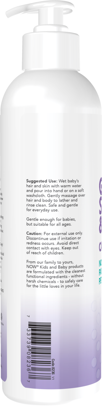 NOW Baby, Gentle Shampoo and Wash, Calming Lavender, Paraben Free, 8 Fluid Ounces