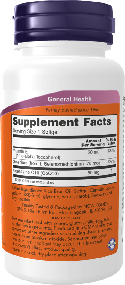 NOW Supplements, CoQ10 50 mg, Pharmaceutical Grade, 100 Softgels